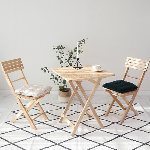 원목 접이식 베이직 카페 테이블&amp;의자 세트